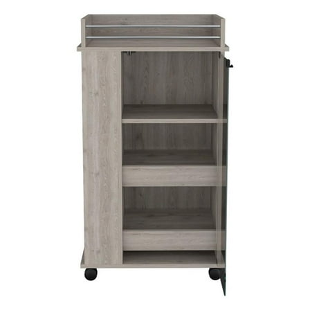 Pemberly Row Modern Engineered Wood Bar Cart with 2-Side Shelves in Gray