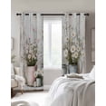 thumbnail image 4 of White Pink Floral Blackout Curtains for Bedroom Living Room Darkening Curtains 84 Inch Length 2 Panels Set Garden Floral Wildflower Wood Grain Window Curtain Window Treatment Grommet Drapes 52"x84", 4 of 9