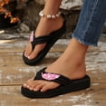 thumbnail image 5 of Viluyesy Womens Wedge Flip Flops, Floral Non-Slip Comfortable Indoor Outdoor Fashion Slides Slippers Pink, 5 of 9