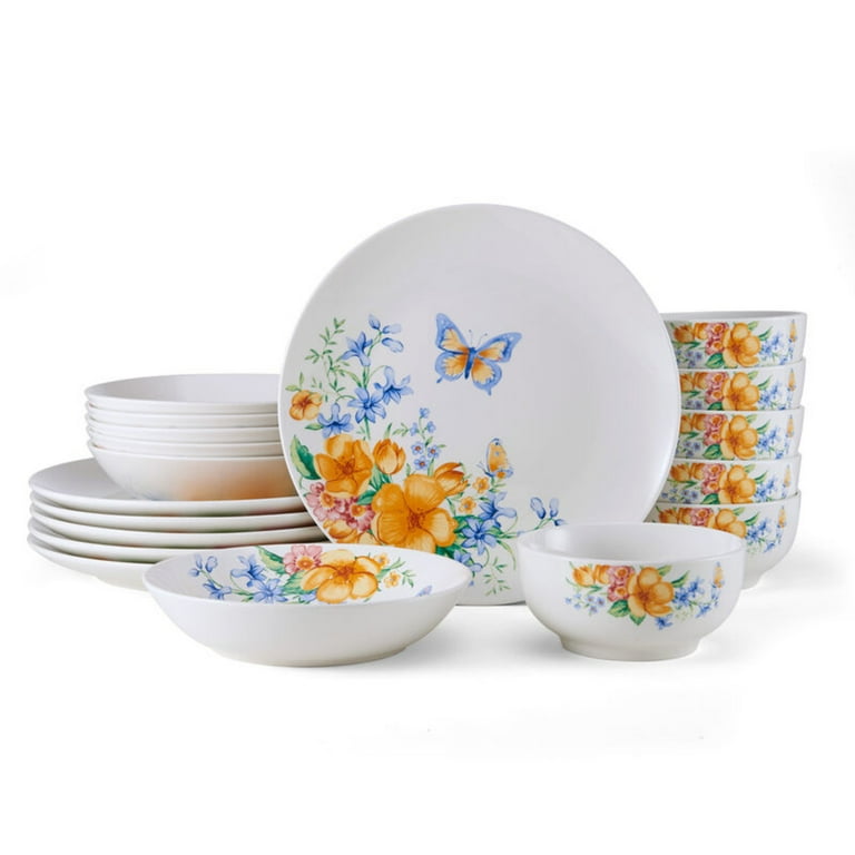 Studio Nova Anna 18-Piece Round Porcelain Dinnerware Set, Vibrant