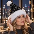 thumbnail image 5 of Personalized Sequin Santa Hat for Adults, Glitter Christmas Party Hat, Xmas Halloween New Year Holiday Headwear, Unisex Sequin Santa Hat with Plush Brim for Xmas New Year Party,Z7-Black, 5 of 6