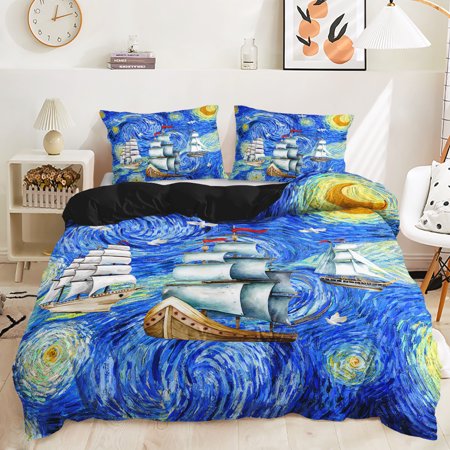 Hosima 3 Piece 3D Digital Printed Duvet Cover Full Size Bedroom Decorative Bedding Set,DEF03-King