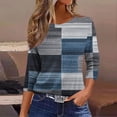thumbnail image 3 of JTZGDY 3/4 Sleeve Tops for Women Dressy Casual Boho Floral Printed Summer Crewneck Basic Graphic T-Shirts Trendy Oversized Comfy Female Tunic Blouses Navy#01 S, 3 of 5
