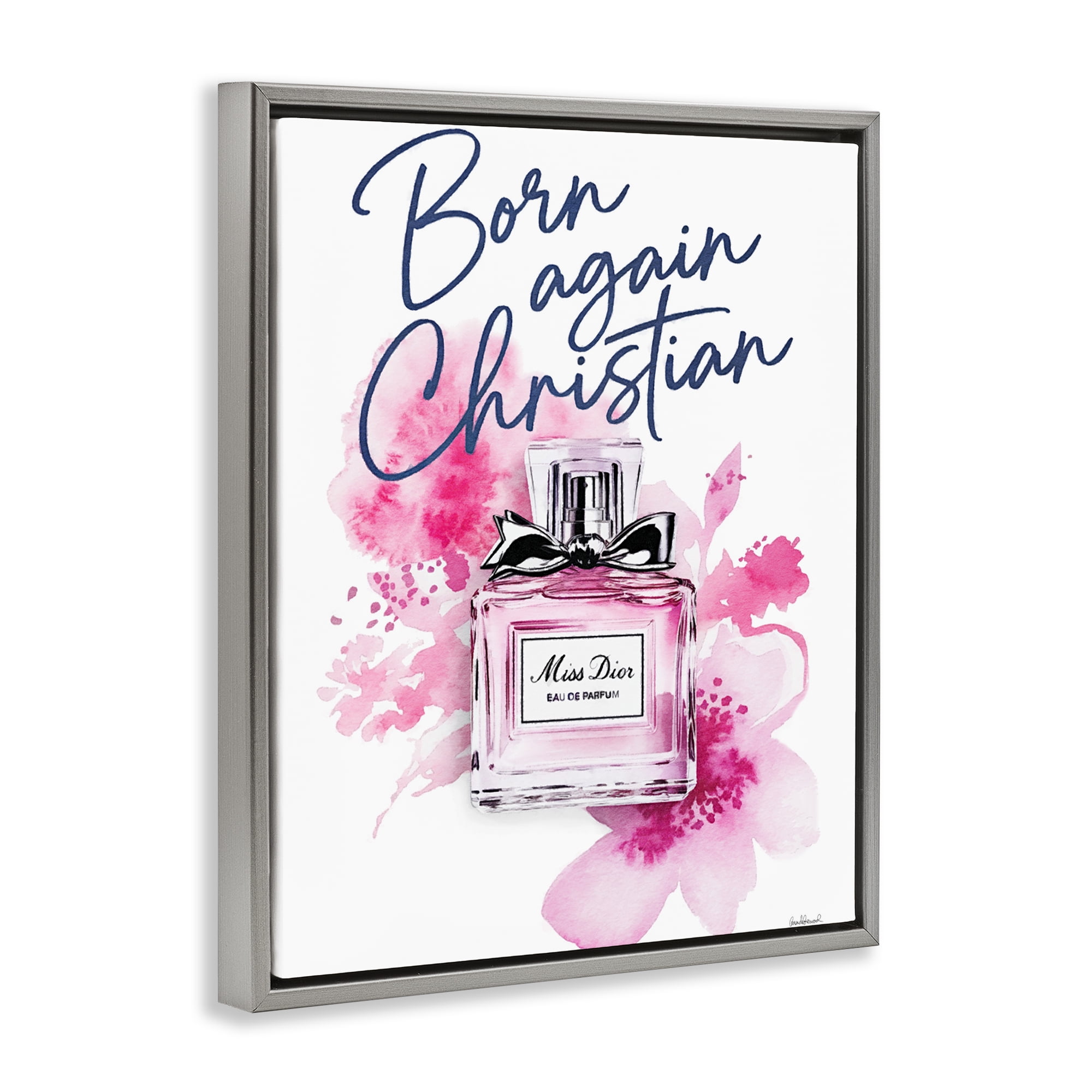 Born Again Christian with Fragrance Gray Framed Floater Canvas Wall Art, design by Amanda Greenwood
