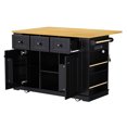 thumbnail image 6 of 53inch Large Kitchen Island with Drop Leaf, Power Outlet, Door Internal Storage Rack, Rolling Kitchen Cart on 5 Wheels with 5 Open Side Racks for Kitchen, Dining Room,Black(Not include bar stools), 6 of 14