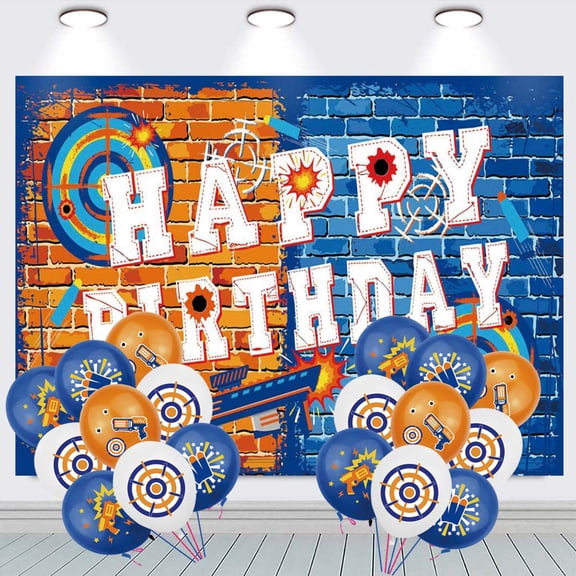Nerf Backdrop Banner Balloons Party Decorations Supplies Taspestry Wall Decor Background Poster