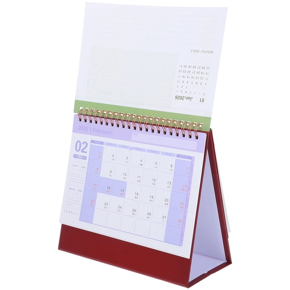 ELAYARD 2026 Daily Desk Calendar Planner in Dark Red, Compact Portable Design for Home, Office, School, and Personal Organization