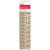 Red and Green Christmas Stripes and Polka Dots Paper Straws, 10-Count