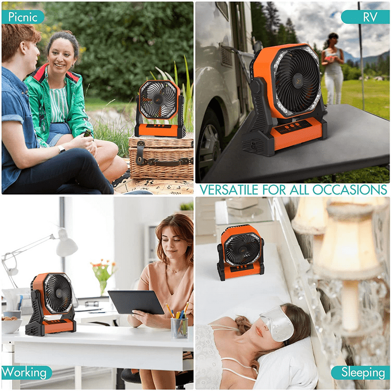 Panergy Camping Fan with LED Lantern, 20000mAh Battery Operated