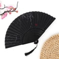 thumbnail image 4 of Folding Hand Fan, Portable Hand Fan, 8 in Bamboo Ribs, Black Fabric, Hand Fans for Women, Summer Outings, Traditional Events, 1 Pc, 4 of 8