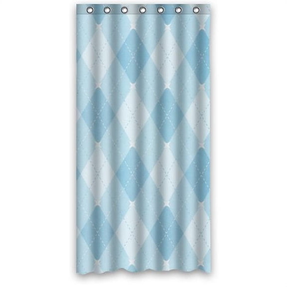 HelloDecor Abstract Argyle Blue and White Classic Elegant Argyle Texture Shower Curtain Polyester Fabric Bathroom Decorative Curtain Size 36x72 Inches