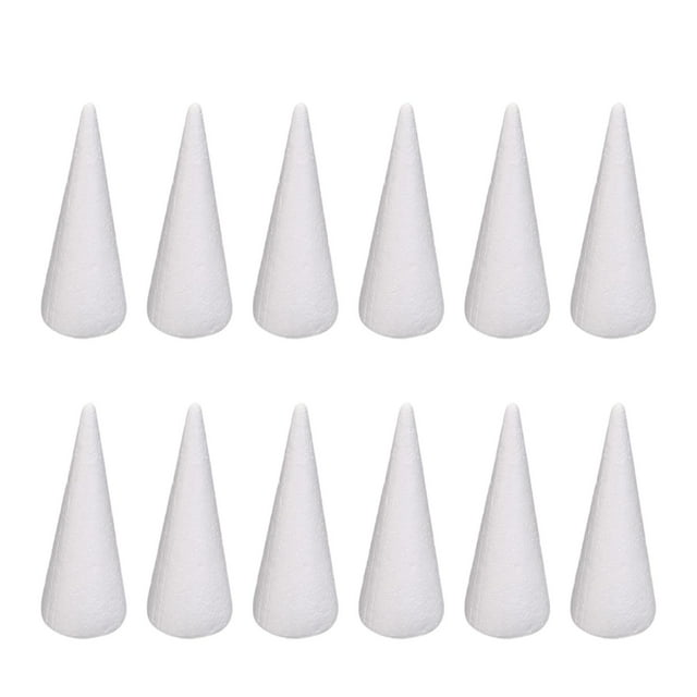 12x Craft Foam Cones White Cones Christmas Tree Project for Kids Party 15cm