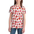 thumbnail image 3 of Wukai Hand Drawn Strawberry Youth Unisex Short Sleeve T-Shirt for Boys, Girls, Teens, and Kids-Large, 3 of 7