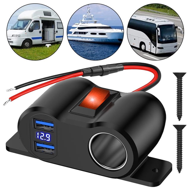 12V Usb Socket 36W Pd3.0+18W For Qc3.0 Dual Usb Built-In Car Camper Adapter Mingyqi