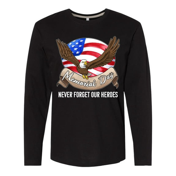 Inktastic Memorial Day- Never Forget Our Heroes- Bald Eagle Long Sleeve T-Shirt