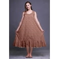 thumbnail image 3 of Bimba Robe de Nuit Sans Manches Brun Rose Foncé à Feuilles Florales et Roses pour Femmes, Coton Imprimé, Vêtement de Nuit pour Dames, Vêtement de Sommeil X-Small, 3 of 6