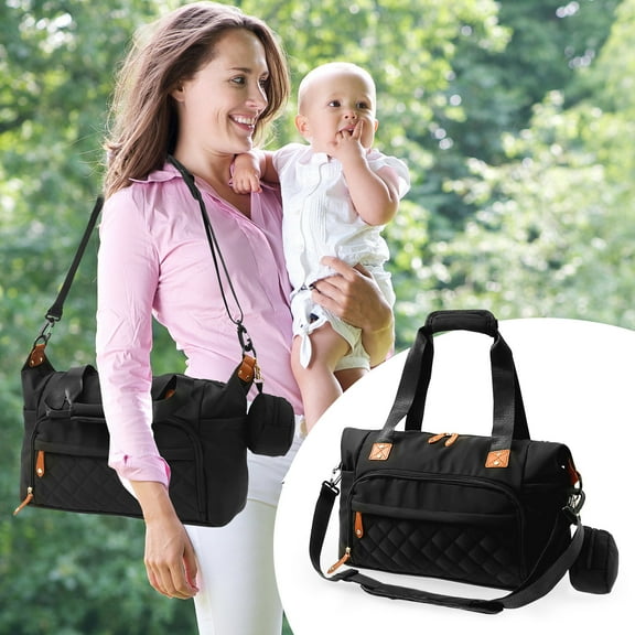 Oxford Cloth Baby Changing Bag Large Capacity Nappy Tote Bag with Removable Shoulder Strap Easy Access Diaper Handbag for Camping