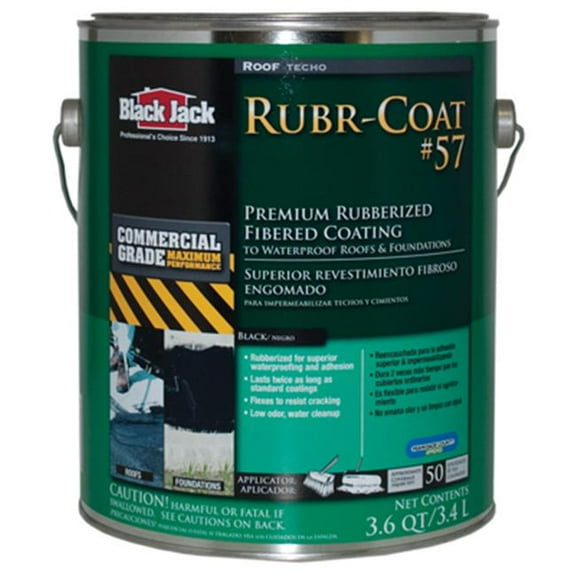 6080-9-34 Black Jack Pro Series Rubber Seal No.57 Rubberized SBS Roof Coating, 3.6 qt.