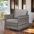 thumbnail image 2 of PARKWELL Outdoor Swivel Glider Chair, Patio Swivel Rocking Lounge Chair with Gray Cushions for Balcony Patio, Gray Wicker, 2 of 7