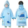 thumbnail image 1 of Blue Whale Chubasquero para niños y niñas, capa de lluvia, impermeable, impermeable, con capucha, impermeable, reutilizable, 5-6 años, 1 of 5