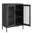 thumbnail image 3 of SONGMICS HOME 3-Tier Metal Storage Cabinet with Mesh Doors – Multipurpose Office Organizer Rack, Black, 3 of 5
