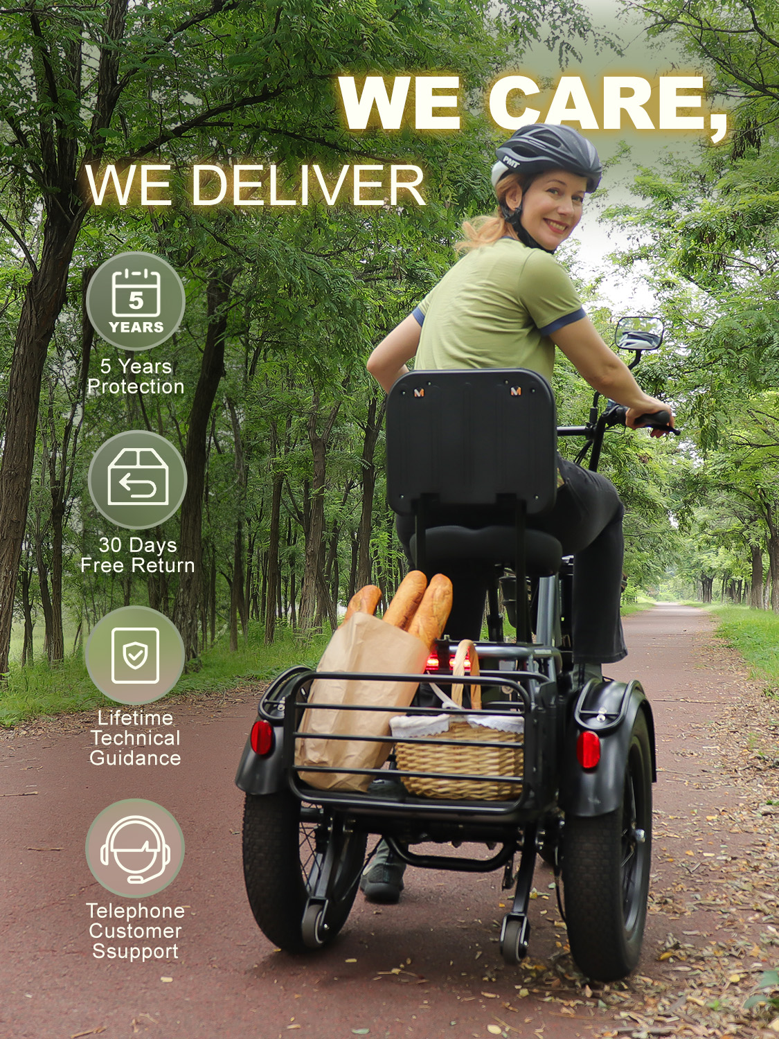 Breeze pro Folding Electric Tricycle for Adults, 1200W Electric Trike, 22MPH 100Miles 3 Wheel Electric Bike, Reverse Gear, Torque Sensor, 450lbs Load, F&R Baskets, 4'' Wide Fat Tire, UL Certified