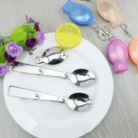 

SunSunrise Portable Stainless Steel Spoon Fork Folding Hiking Camping Utensil Tableware