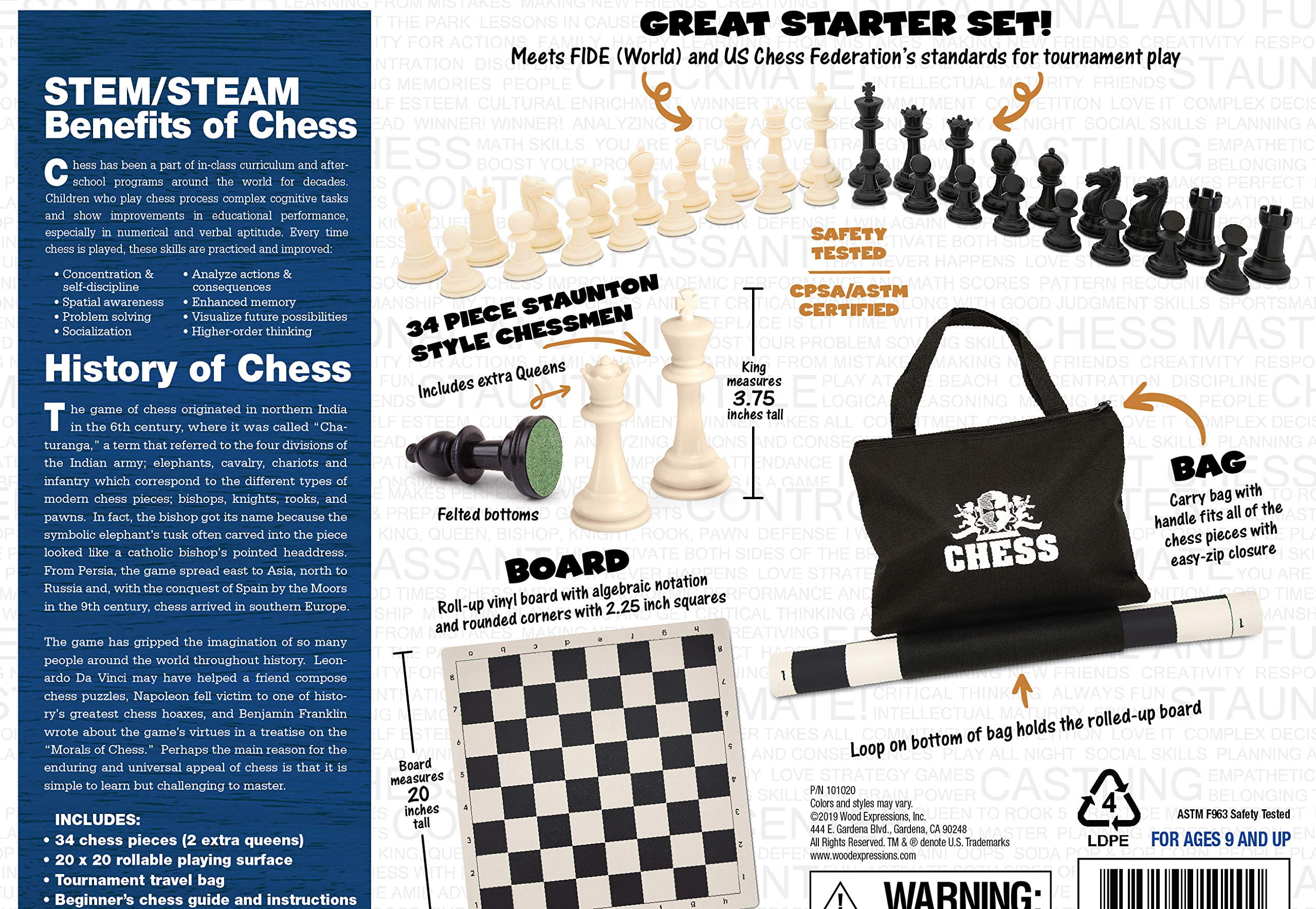 WE Games Best Value Tournament Chess Set, Black Board, Pieces, Bag,  Instructions, 1 unit - Kroger