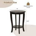 thumbnail image 4 of Costway Table d'Appoint à 2 Niveaux 18 Pouces Ronde Compacte pour Canapé Table de Chevet avec Tablette de Rangement Espresso, 4 of 9