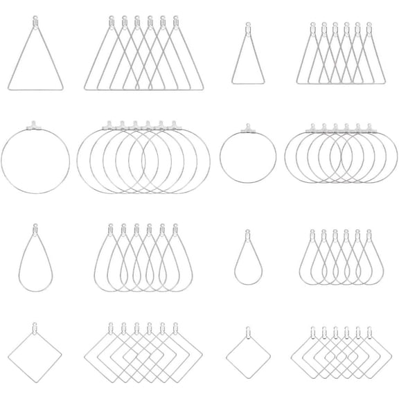 80pcs 4 Styles Beading Hoop Earrings Stainless Steel Hollow Hoop Earrings Finding Mixed Shapes Hoop Pendant Component for DIY Earrings Jewelry Making for DIY