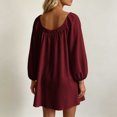 thumbnail image 5 of Sheghy Balloon Long Sleeve Round Neck Mini Dress Oversized Autumn Winter Everyday Wear Wine XL, 5 of 6