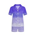 thumbnail image 2 of Pantalons de Pyjama pour Femmes, Hauts à Manches Courtes pour Femmes, Blouse Décontractée pour Enfants Col Rabattu Manches Courtes Mode Ensemble de Pyjama, 2 of 5