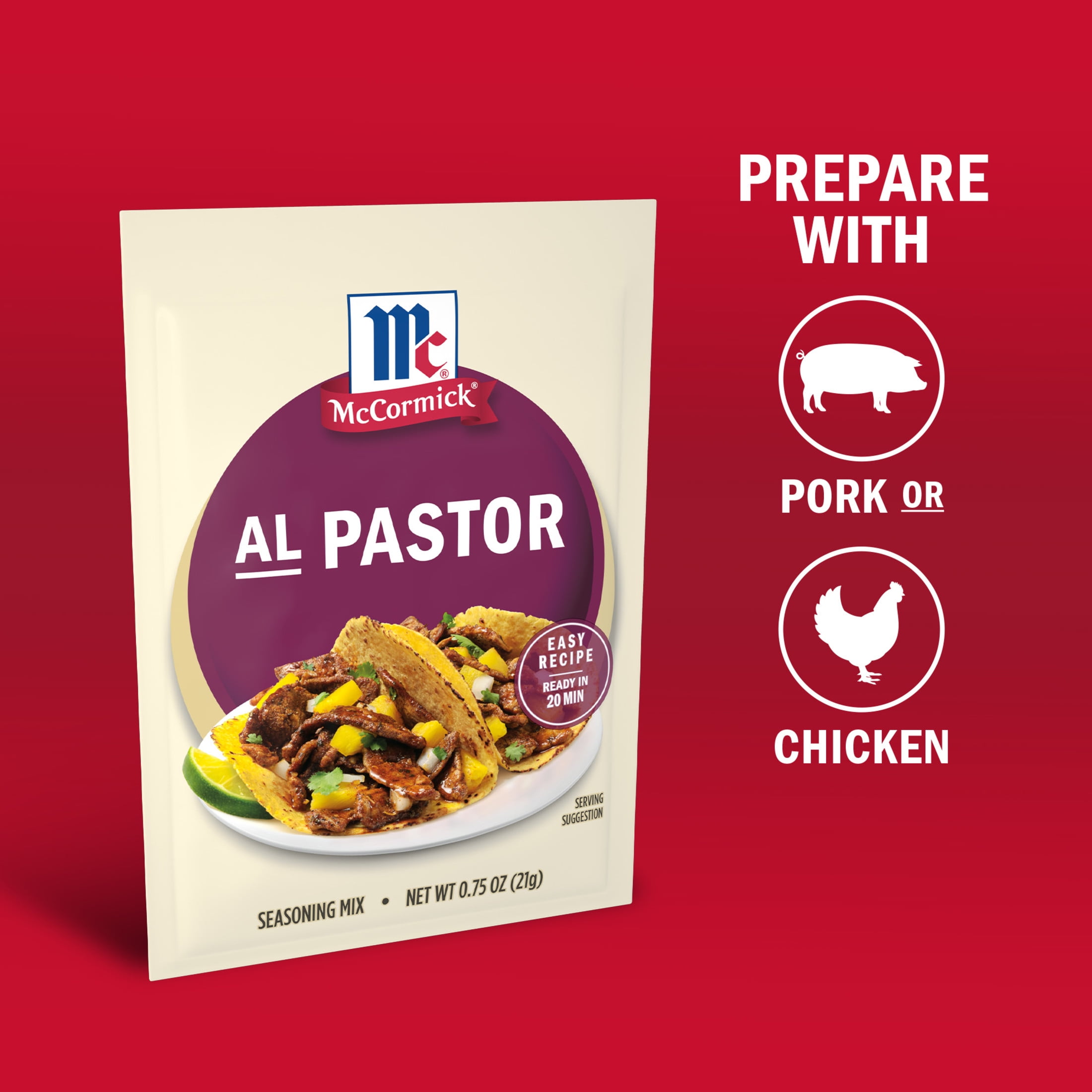 (12 pack) McCormick Al Pastor Seasoning Mix, 0.75 oz Packet