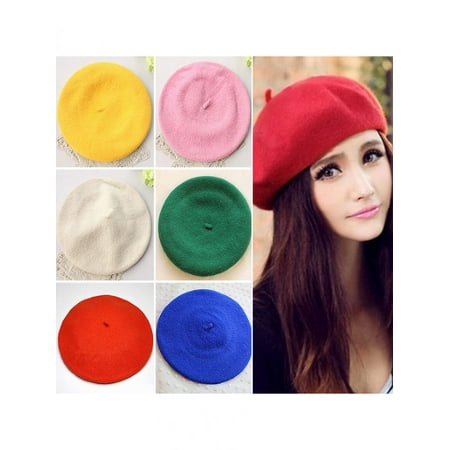- Classic Solid Color Winter French Style Beret Artist Hat Casual Women Cap Gift