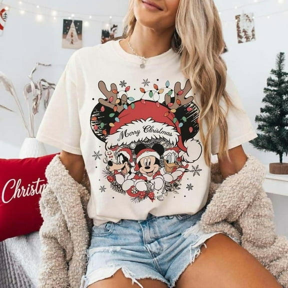 Retro Mickey Santa Hat Merry Christmas Shirt, Disney Family Vacation Christmas Shirt, Disney Mickey's Very Merry Christmas Party 2025 Shirts