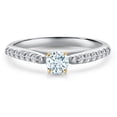 thumbnail image 3 of Gem Stone King 925 Silver and 10K Yellow Gold Sky Blue Aquamarine and Lab Grown Diamond Engagement Ring for Women | 0.35 Cttw | Round 3.5MM | Gemstone March Birthstone | Size 7, 3 of 6