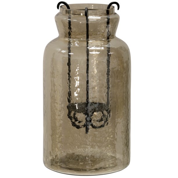 Hurricane Tea Light Jar 15 inch Rippled Glass and Metal Drop Tea Light Candle Holder Walmart