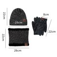 thumbnail image 2 of Scarf Touch Screen Gloves Large Hat Scarf Gloves Set Thick Knit Skull Cap, 2 of 5