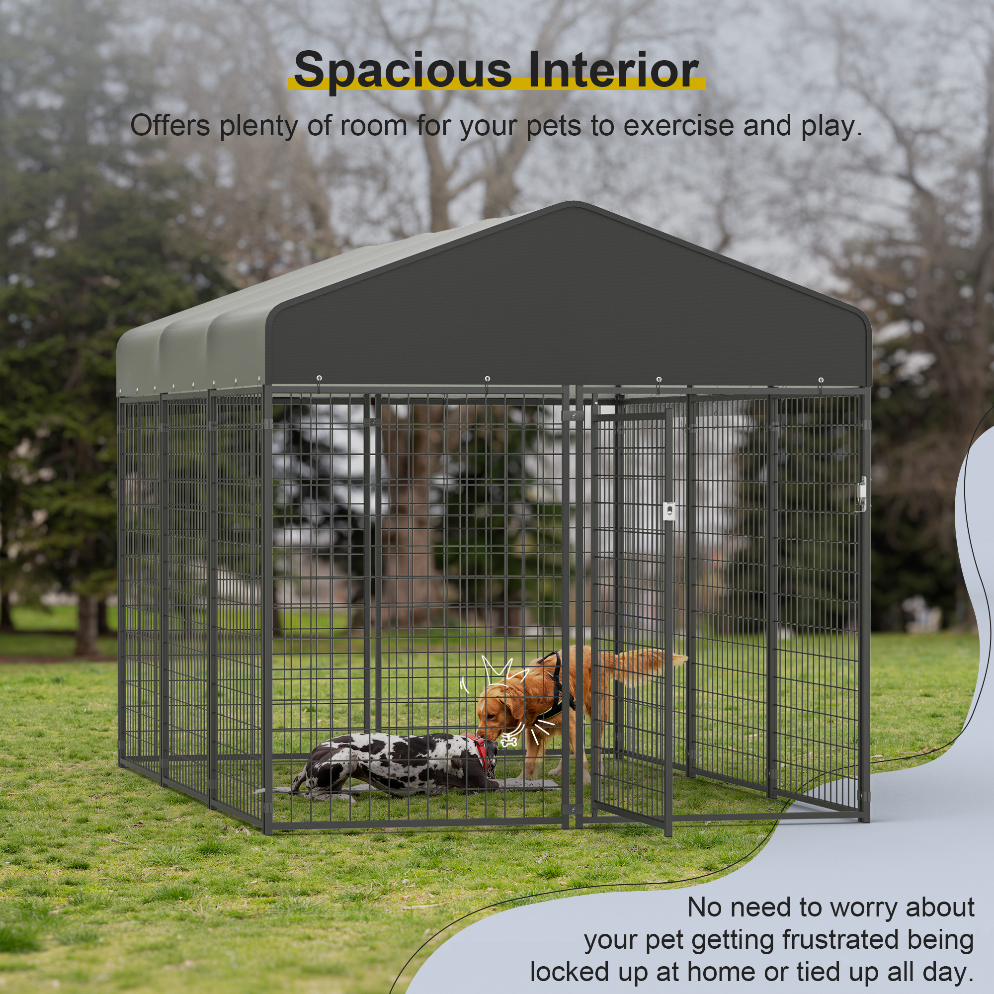 Large Dog Crate Heavy Duty Dog Kennel Outdoor Dog Playpen w/ Waterproof Cover 10×6.4×6.5ft Dog Crates For Large Dogs Dog House Outdoor Dog Enclosure