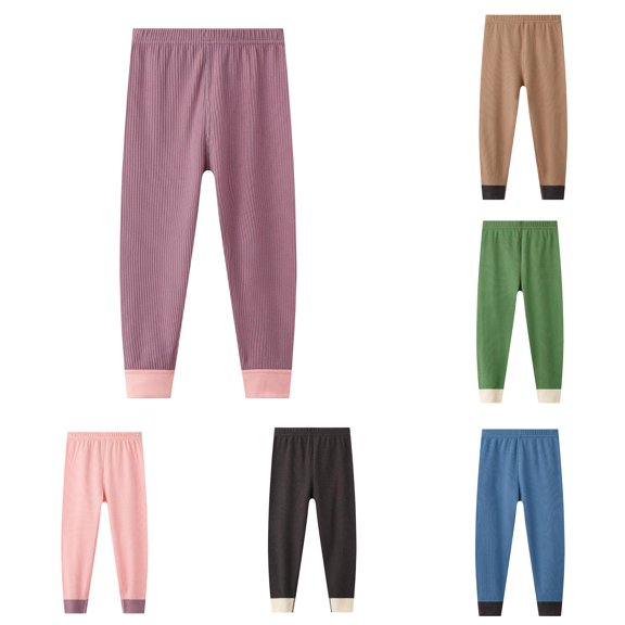 Girls Pants Unisex Winter Warm Solid Jogger for Kids – Cozy Ribbed Sweatpants for and Everyday Wear Size 8-9 Years