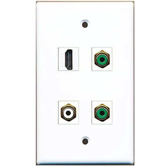 RiteAV - 1 Port HDMI 1 Port RCA White 2 Port RCA Green Wall Plate
