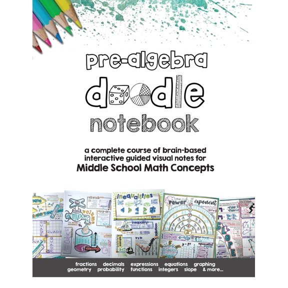 Pre-Owned Pre Algebra Doodle Notes: a complete course of brain-based interactive guided visual notes for Middle School Math Concepts (Paperback) 1733335412 9781733335416