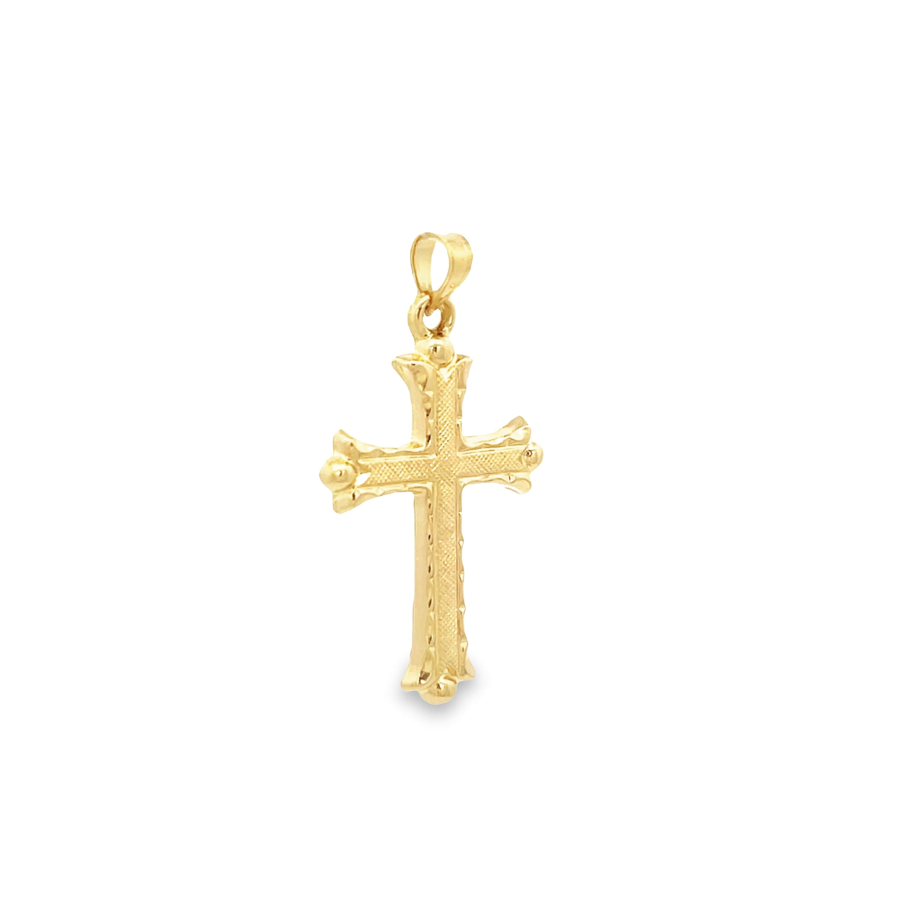 Rand & Paseka Unisex 14 KT Yellow Gold Florentine Cross Religious Pendant, 18” Chain, Fine Jewelry