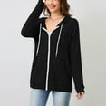 thumbnail image 3 of Diufon Light-Weight Zip Up Hoodie Women Oversized Sweatshirt Long Sleeve Fall Outerwear Workout Clothes with Pockets, 3 of 6
