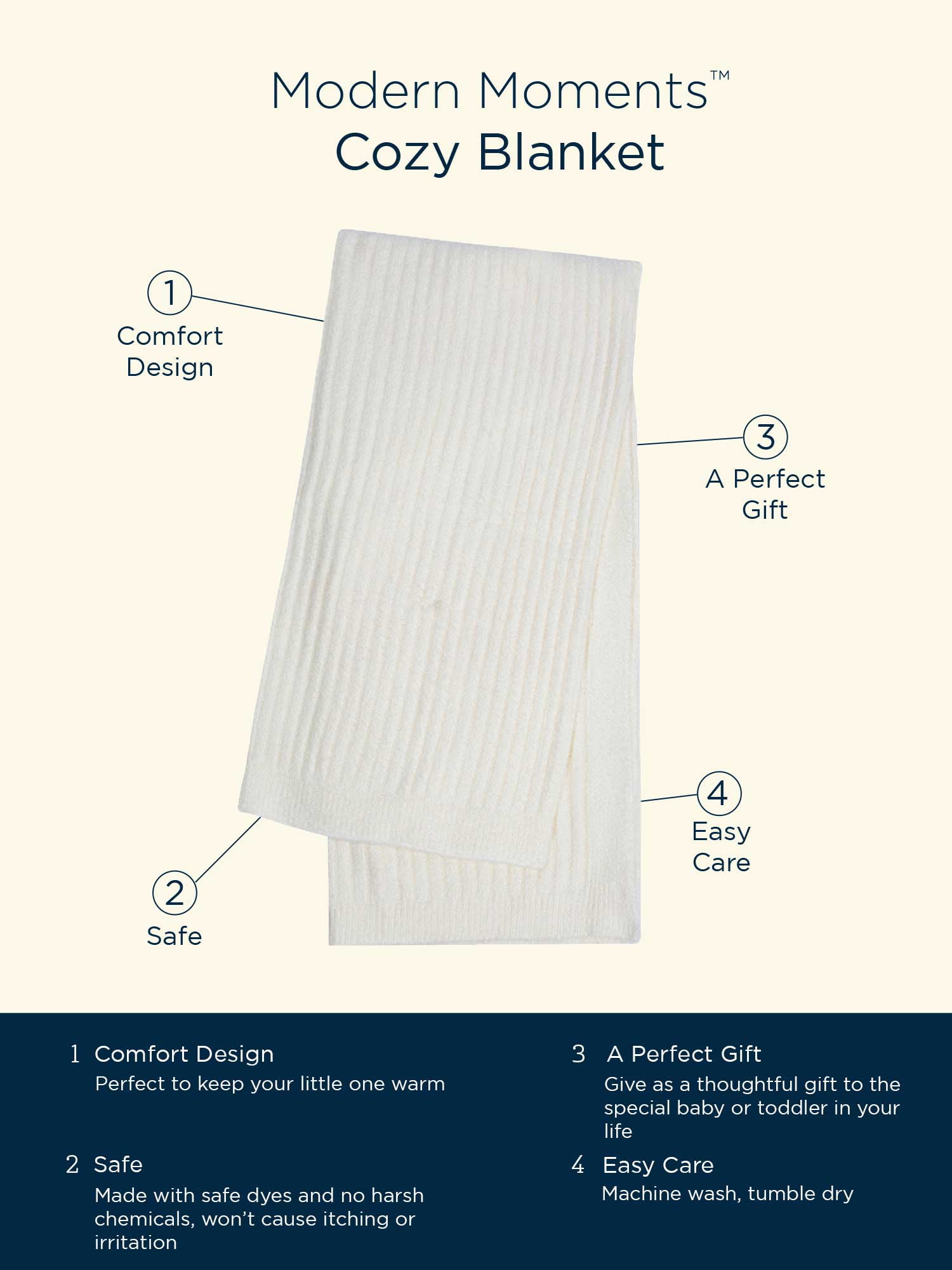 Modern Moments by Gerber Infant Baby Boy or Girl Unisex Soft Cozy Viscose Blanket, Ivory