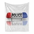 thumbnail image 1 of Police Soft Flannel Fleece Throw Blanket, Police Car Sirens on Top Cap Like Round Shaped Red and Blue Work of Art, Cozy Plush for Indoor and Outdoor Use, 60" x 80", Red Blue and White, by Ambesonne, 1 of 6