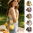 thumbnail image 7 of Fuebueo 7.9 Inch Crochet Summer Handbags, Woven Bucket Bag with Floral Charm and Tassel, Boho Summer Beach Shoulder Bag for Women and Teens, Blue Flower, 7 of 7