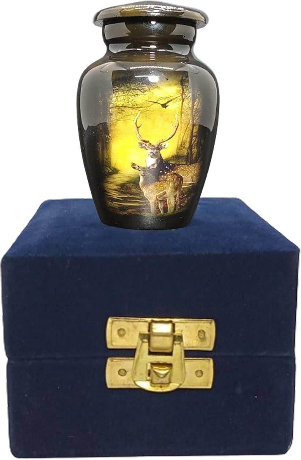 UR Keepsake Urn –Charming Deer Keepsake Cremation Urn for Human Ashes with Velvet Box & Velvet Bag-Mini Keepsake Urn - Affordable Keepsake Urn (3 cu.in)
