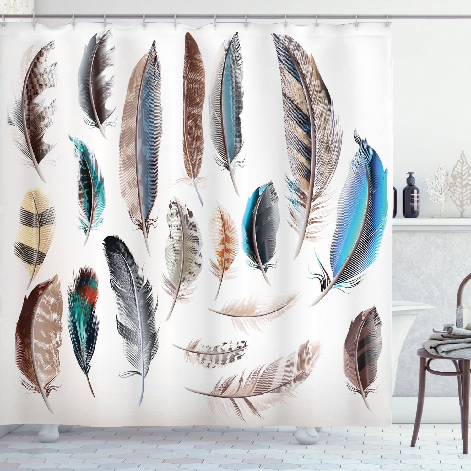 feather shower curtain hooks