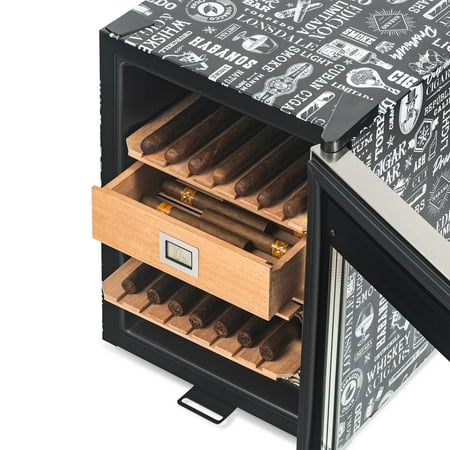 NewAir - 250 Count Built-in Cigar Humidor with Opti-Temp Heating and Cooling Function - Black